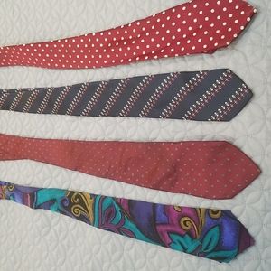 4 ties various makers. The Robert Talbot is 100% silk.